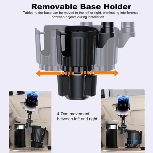 Miniatura 5 de Soporte para teléfono de portavasos, 2 en 1, expansor universal de portavasos con brazo largo, rotación de 360°, soporte para teléfono de portavasos