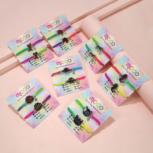 Miniatura 2 de Pingyongchang Cute Animal Color Changing Bracelet for Women Girls Dinosaur Horse Mermaid Cat Temperature Sensing Mood Bracelet with Card BFF