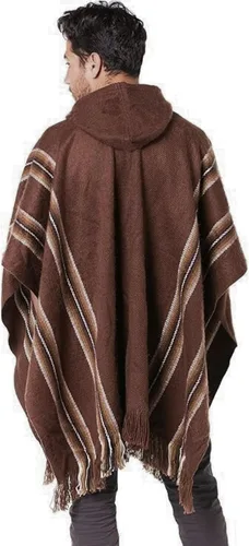 Miniatura 28 de Gamboa Poncho de alpaca para hombre Pancho mexicano con capucha vaquero y ponchos occidentales manta para adultos