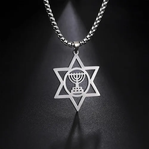 Miniatura 36 de EUEAVAN Collar con dije de estrella de David contra el mal de ojo de seis puntas con dije de estrella de David, hexagrama demoníaco religioso