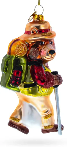 Miniatura 2 de Adorno navideño de cristal para excursionista de oso