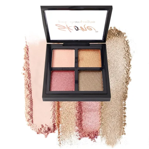 Skone Sombra de ojos de champán rosa cuádruple, maquillaje de ojos ahumados, tonos brillantes de champán, forma de polvo, dirigido a mujeres, 0.71