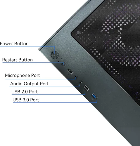 Miniatura 5 de SKYESEV Computadora de escritorio para juegos, AMD Ryzen 5 5600, RTX3050 6GB, 32GB DDR4 RAM y 1TB M.2 NVMe PCle, ventilador ARGB, WiFi, consola