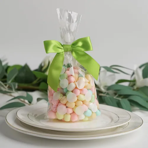 Miniatura 5 de AIMUDI Lazos con Alambre Giratorio para Bolsas de Golosinas 3.5" Lazos de Cinta de Satén Verde Manzana para Manualidades Lazos Prefabricados