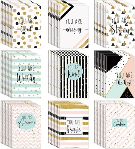 Miniatura 7 de Sherr 36 blocs de notas inspiradores, recuerdos de fiesta, mini diario motivacional, cuaderno de líneas y puntos con purpurina, bloc de notas