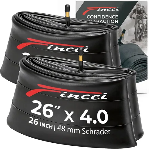 Fincci Par de tubos interiores de bicicleta de neumático grueso de 26 x 3.5-4.0 – E-Bike de 26 pulgadas con SV de 1.890 in para neumáticos y ruedas