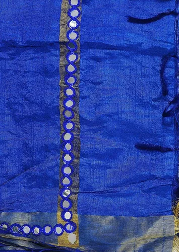 Miniatura 2 de Dupatta de seda de trabajo de espejo de plástico para mujeres y niñas con flecos