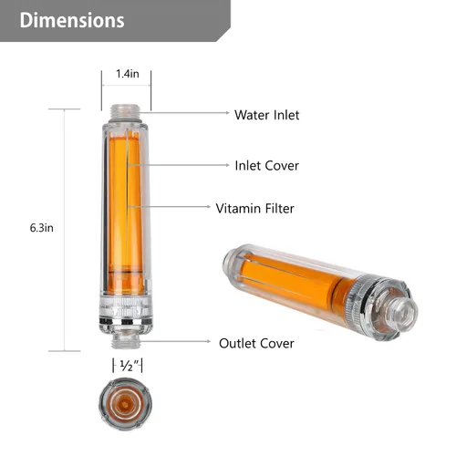 Miniatura 4 de VCF-50V Filtro de ducha en línea ultra compacto de vitamina C también conocido como SUF-50V