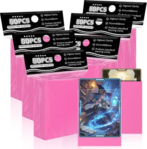 Fundas para tarjetas rosas compatibles con MTG, 300 piezas de fundas estándar para cartas coleccionables, cartas deportivas, cartas de béisbol TCG