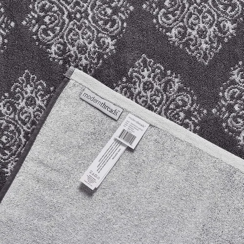 Miniatura 5 de Modern Threads Juego de toallas Jacquard teñidas de hilo reversible de 6 piezas Artesia Damasco Gris