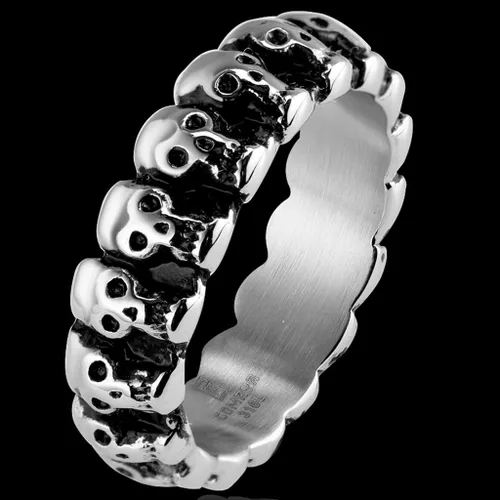 Miniatura 3 de Jude Jewelers Anillo de motociclista gótico de acero inoxidable de 0.236 in