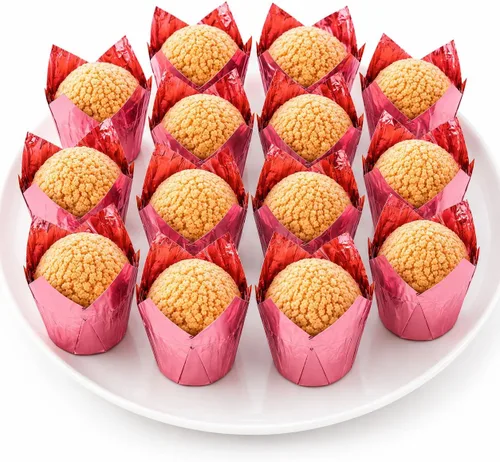 Miniatura 2 de Revestimientos dorados para cupcakes, 100 tazas de papel para hornear, envoltorios de cupcakes a prueba de grasa para magdalenas, cupcakes, bodas