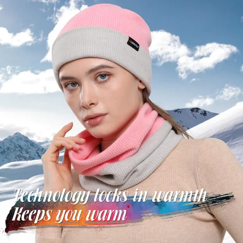 Miniatura 6 de WTACTFUL Conjunto de gorro holgado de invierno y bufanda térmica de doble capa, para hombres y mujeres, esquí, snowboard, al aire libre