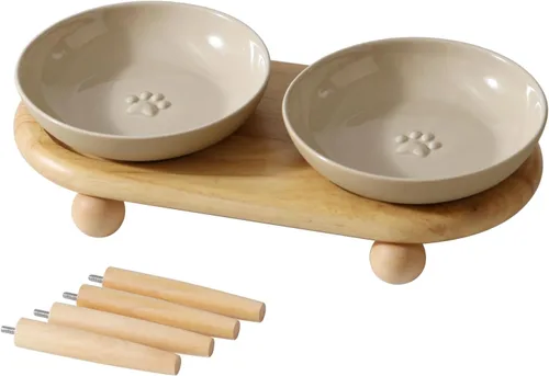 Miniatura 12 de Havniva Platos elevados de cerámica para gatos, cuenco para alimentos y agua con 2 estilos de soporte, juego de cuencos elevados ajustables para 2