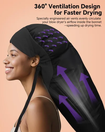 Miniatura 3 de Boloye Accesorio de Gorro para Secador de Cabello – Gorro de Secadora con Capucha XL de 28.5" para Secado Más Rápido y Acondicionamiento Profundo