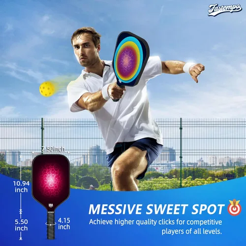 Miniatura 6 de Pickleball Paddles Set of 2,Non-Slip Grip,Composite Carbon and Graphite Face,USAPA Approved Pro Pickleball Set with 4 Pickleball Balls Outdoor