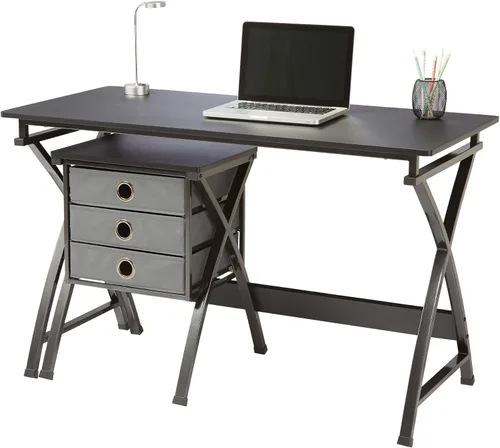 Miniatura 4 de Realspace® X-Cross - Escritorio para computadora de 48 pulgadas de ancho con archivador, color negro