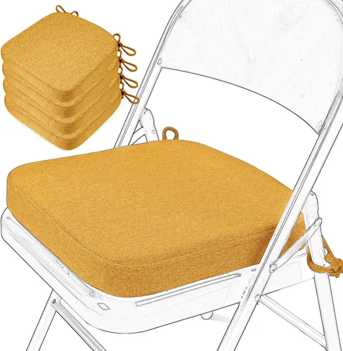 Miniatura 11 de SINOSSO Cojín de espuma viscoelástica para silla plegable, 1 unidad, almohadilla cuadrada gruesa de 2 pulgadas para silla de cocina con lazos, cojín