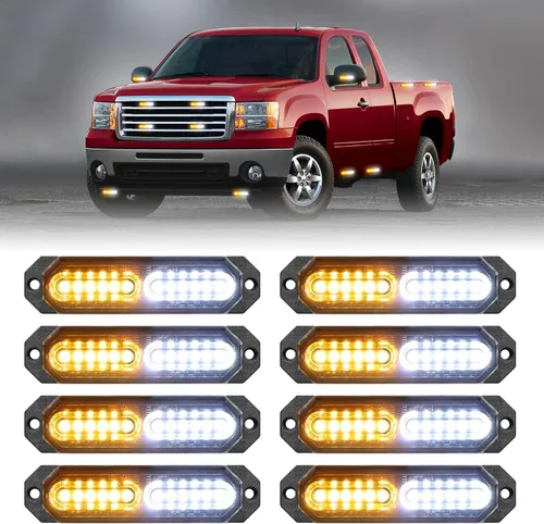 Miniatura 12 de HLauto 1200T Luces de rejilla estroboscópicas de emergencia: 8 piezas 12 LED con función de sincronización, luces de advertencia de seguridad