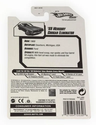 Miniatura 2 de Hot Wheels 2009 Nuevos modelos Blue '69 Mercury Cougar Eliminator W/5sps # 008 escala 1: 64