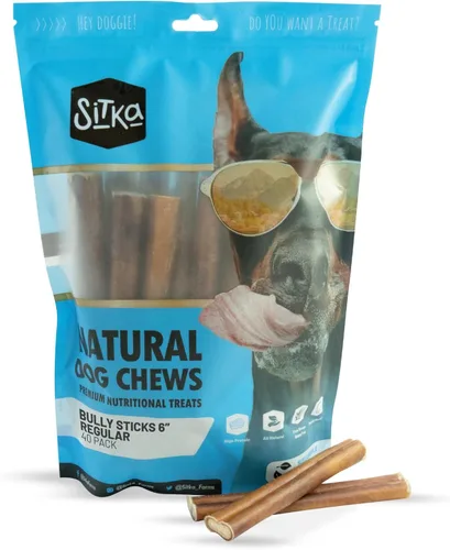 Miniatura 10 de Sitka Farms Bully Sticks de 6 pulgadas, 20 unidades, golosinas naturales para perros de carne de res alimentada con pasto, sin granos ni cuero