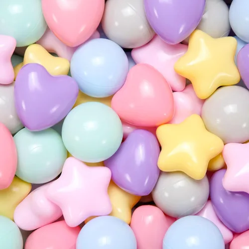 Miniatura 13 de STARBOLO Pelotas de bolas con forma de corazones de estrella para niños pequeños – 50, 100, 200, 500, bolas de juguete de plástico, formas