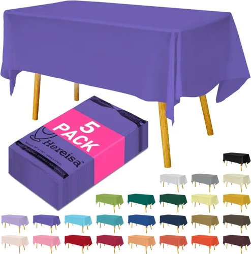 Miniatura 37 de Paquete de 3 manteles de plástico desechables de 54 x 108 pulgadas, manteles de color blanco hueso, manteles de fiesta nupcial para fiestas