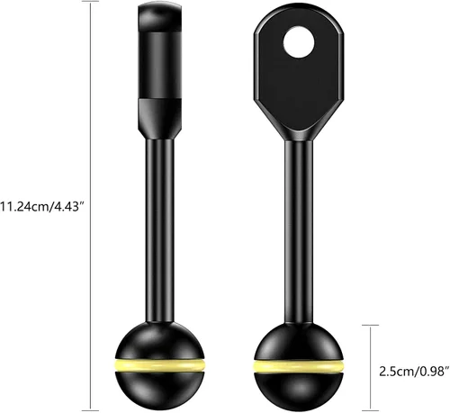 Miniatura 2 de Seafrogs - Brazo adaptador de cabeza YS de 1 pulgada a bola de 4.4 in de aleación de aluminio YS para sistema de iluminación de fotografía