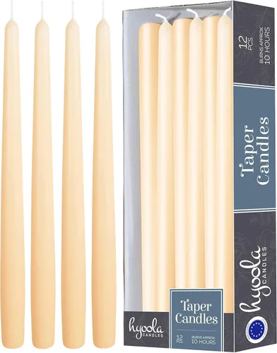 Hyoola Tall Taper Candles - Vela de cena sin goteo de 12 pulgadas, sin perfume, cera de parafina con mechas de algodón, 10 horas de tiempo de
