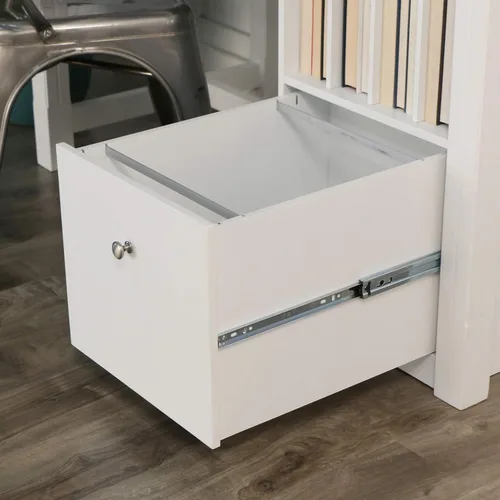 Miniatura 9 de We Furniture, Home Office Deluxe, escritorio para computadora, color negro, Madera Sólida, Blanco