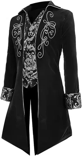 Miniatura 4 de Chaqueta steampunk medieval para hombre, abrigo largo gótico victoriano para Halloween