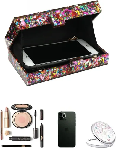 Miniatura 4 de YYW Bolso cruzado de acrílico con lentejuelas para mujer, bolso cruzado para fiesta de novia, cóctel, noche