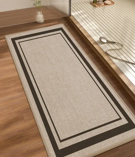 Miniatura 24 de chakme Juego de 2 alfombras de baño ultrafinas, absorbentes, antideslizantes, lavables a máquina, color beige oscuro, 17 x 24 pulgadas + tapete