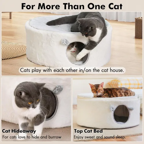 Miniatura 2 de Zoratoo Hamaca elevada para gatos de interior, cama mullida y cálida para gatos con funda de cama desmontable, cama portátil para mascotas elevada