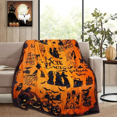 Miniatura 5 de Metawu Manta de bruja de Halloween para mujer, manta de franela de vellón para sofá, cama, silla, decoración de Halloween, manta de 50 x 60 pulgadas
