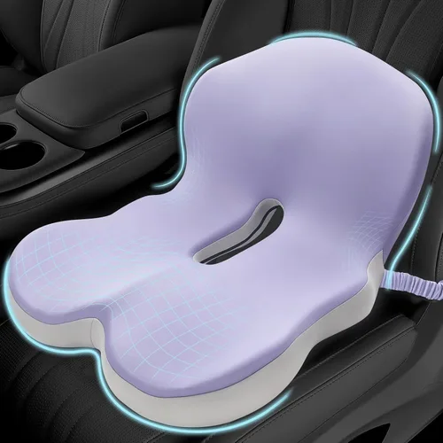 Miniatura 10 de Cojín de asiento de espuma viscoelástica para ciática y alivio del dolor de espalda, almohadilla ergonómica para silla con correa ajustable y funda