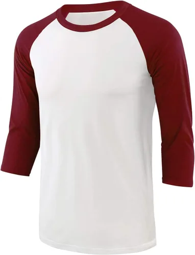 Miniatura 4 de Camisetas de béisbol deportivas básicas de algodón suave de manga larga raglán 3/4 para hombre