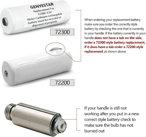 Miniatura 3 de Batería de repuesto para otoscopio Welch Allyn 72300 23300 1300 mAh batería recargable