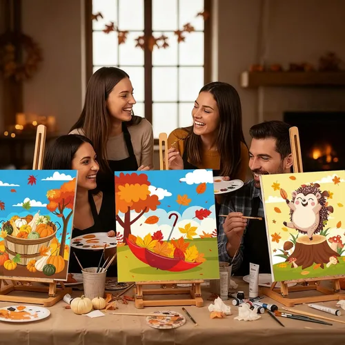Miniatura 5 de Sherr 12 lienzos predibujados preimpresos para adultos, para sorber y pintar, lienzos de fiesta, kit de pintura para verano, Pascua, Día de la Madre