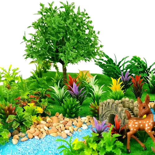 Miniatura 4 de 91 piezas de árboles de modelo árboles en miniatura variados para modelo de tren paisaje de jardín de hadas árboles de diorama árboles artificiales
