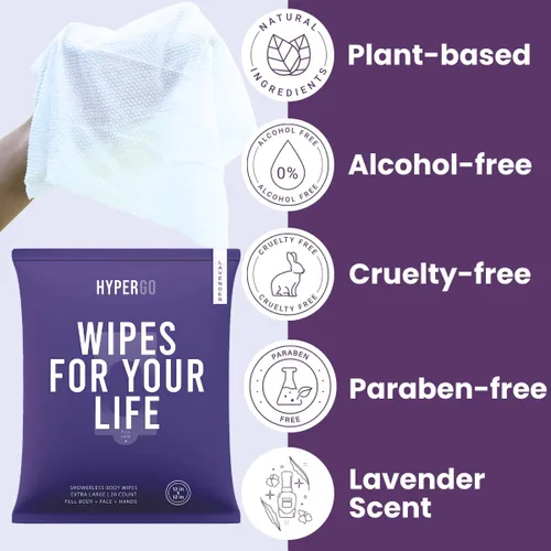 Miniatura 6 de HyperGo Toallitas corporales XL para mujeres y hombres – Toallitas limpiadoras de cuerpo completo sin enjuague de 12 x 12 pulgadas, paquete de 2 a
