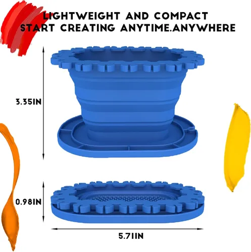 Miniatura 2 de Copa para Limpiar y Enjuagar Pinceles (Todo en Uno), Soporte Plegable para Pinceles y Copa de Limpieza para Pintura Acrílica, Acuarela y a Base