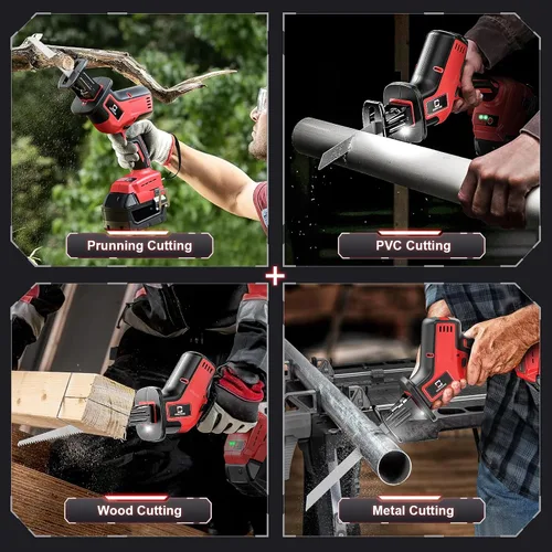 Miniatura 6 de Cerycose Sierra recíproca inalámbrica sin escobillas, compatible con baterías Milwaukee de 18 V, cambio de hoja sin herramientas, incluye 4 hojas