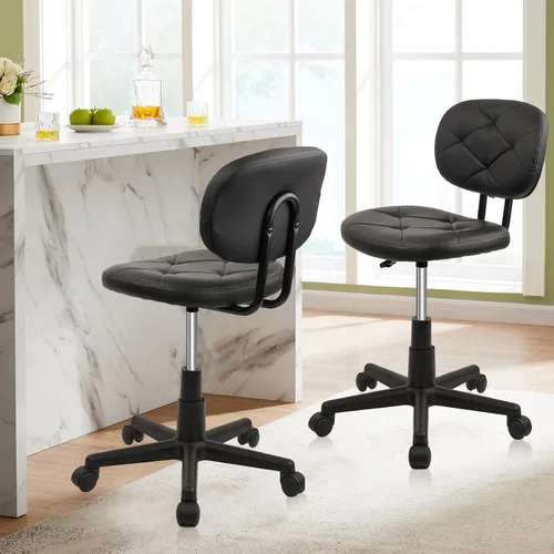 Miniatura 12 de KLASIKA Silla giratoria de cuero con soporte para la espalda, asiento hidráulico ajustable, altura de 22 pulgadas, para oficina, masaje, facial
