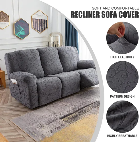Miniatura 2 de Fundas para Sofá Reclinable Seccional Funda de Sofá para Sofá Reclinable de 3 Asientos, 5 Piezas Funda Elástica para Sofá de 3 Cojines Reclinable