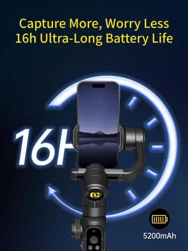 Miniatura 9 de AOCHUAN Estabilizador de cardán para smartphone, cardán estándar de la industria de 3 ejes con rotación de 360°, estabilizador de teléfono
