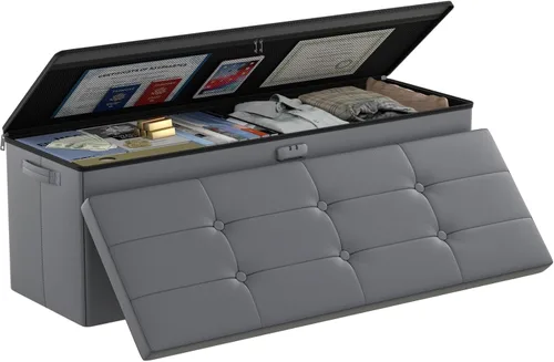 Miniatura 14 de DocSafe Banco otomano de almacenamiento con cerradura, banco plegable ignífugo de 30 pulgadas, reposapiés taburete, baúl de almacenamiento seguro