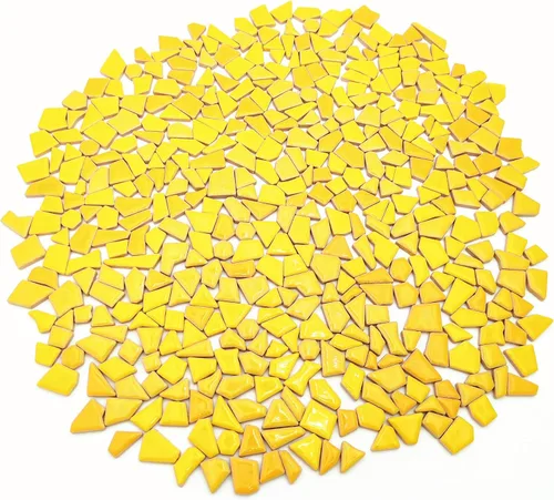 Azulejos de mosaico de cerámica irregulares de 1.1 libras, piezas de mosaico, piedras para hacer mosaicos, manualidades, pasatiempos, artes, Amarillo