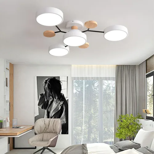 Miniatura 12 de Lámpara de techo LED moderna, lámpara LED regulable de 55 W, lámpara de techo moderna de montaje empotrado, lámpara de techo de madera para sala