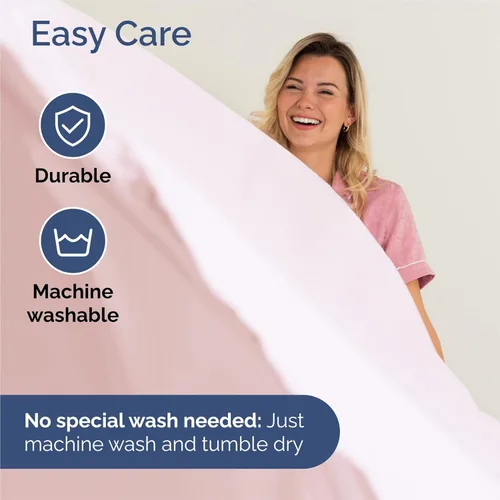 Miniatura 7 de Juego de sábanas tamaño King de 4 piezas, cómodo, transpirable y refrescante, ropa de cama de lujo de hotel para mujeres, hombres, niños, 30 - Rosa